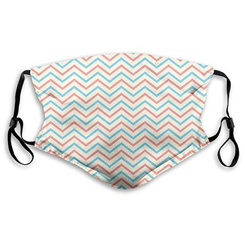 Face Mask Reusable Washable Masks Cloth for Men and Women Colorful Chevron Zigzag Lines Herringbone Pattern Vintage