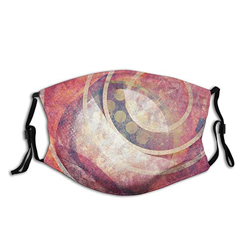 Grunge Circles Ancient Aged Display Dynamic Artistic Old Face Mask Reusable Washable Masks Cloth for Men and Women