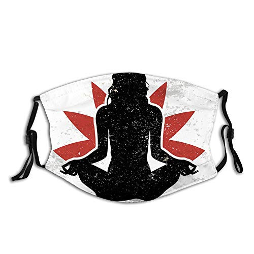 Grunge Display Woman in Lotus Pose The Flower Backdrop Face Mask Reusable Washable Masks Cloth for Men and Women