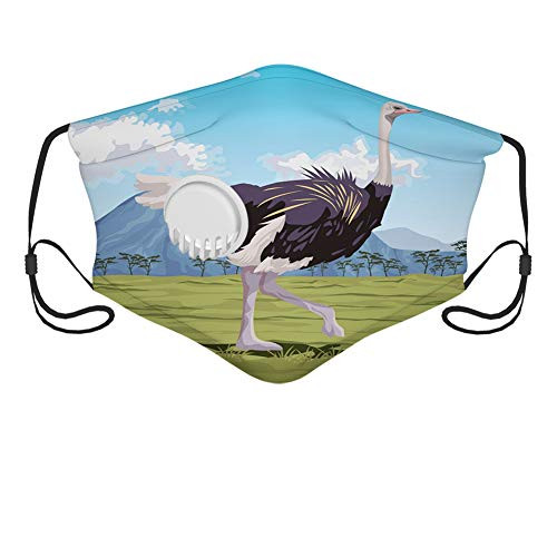 Fillter Face Cloth For Unisex adult Digitally Generated Landscape with a Side Shot Animal Figure Cold Mouth Dustproof Double Protection