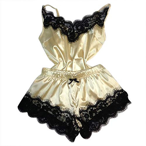 Goddessvan 2019 2 Piece Set Sexy Lace Sleepwear Lingerie Temptation Babydoll Underwear Nightdress -M Yellow- Goddessvan 2019 2 Piece Set Sexy Lace Sleepwear Lingerie Temptation Babydoll Underwear Nightdress -M Yellow-