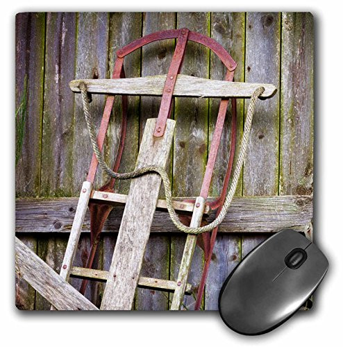 3dRose LLC 8 x 8 x 0.25 Inches Mouse Pad, USA, Washington, Belfair Old Sled in Storage (mp_190542_1)