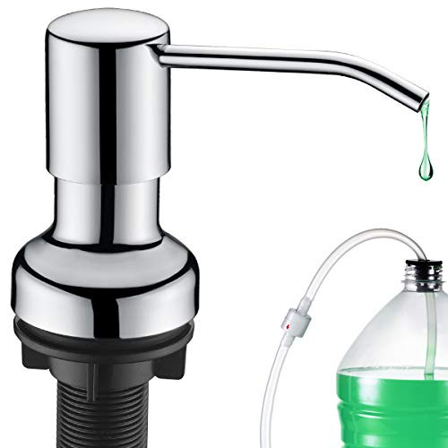 Dish Soap Dispenser for Kitchen Sink SonTiy Kitchen Hand Soap Dispenser Pump Chrome Stainless Steel Liquid Soap Dispenser with 47 inch No-spill Extension Tube Plus17 OZ Bottle