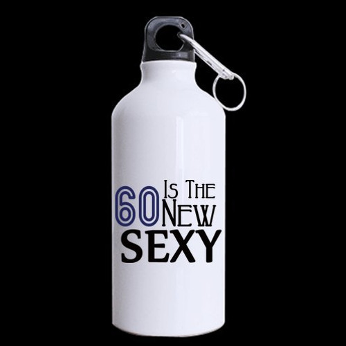 Best Gift Funny Quotes 60 Is The New SEXY Pattern Sports Bottle - Aluminum Material Water Bottle - 13.5 OZ Two Sides Print