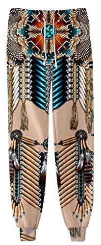 SIAOMA Native American Pants 3D Print Sweatpants Unisex Elastic Waist Jogger Trousers-Brown CircleMedium-
