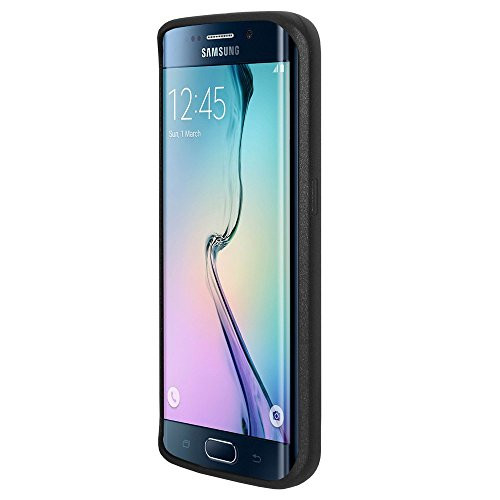 Amzer SlimGrip Hybrid Case for Samsung Galaxy S6 Edge - Retail Packaging - Black (Light & Scratch Resistant Clear Back Case)