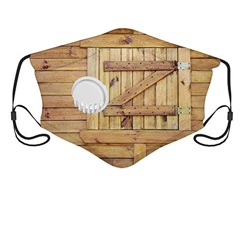 Printed Activated carbon filter maskClosed Wooden Shutters Plank Rough Grunge Countryside Classical Design PrintFacial decorations for Unisex adult