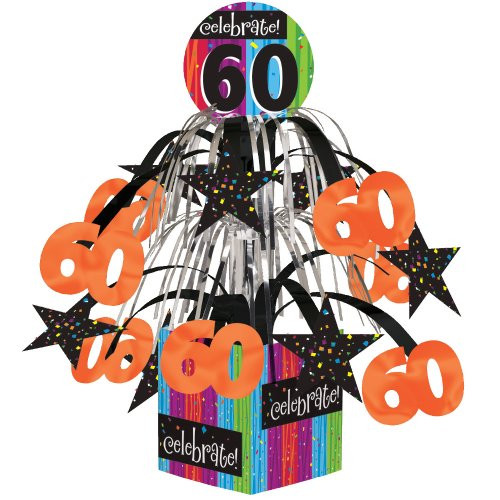 Creative Converting Party Decoration Metallic Foil Cascading Centerpiece, Milestone Celebrations 60th