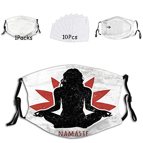 1 mask with 10 filters Activated carbon mask Facial decorations for adults Grunge Display Woman in Lotus Pose The Flower Backdrop
