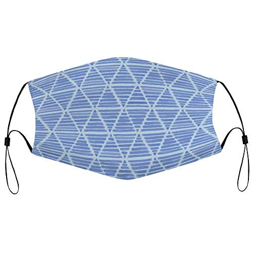 Roupaze Unisex Face Mask Concise Blue Geometric Triangle Line Multicolor Pattern Face Mouth Cover Balaclavas Bandana for Adults with 16 Filter