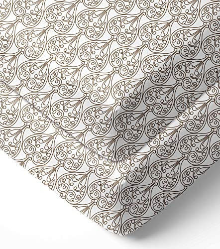 Bacati - 2 Pack Crib Fitted Sheets - Damask White/ Brown Chocolate Neutral Soft Breathable 100 percent Cotton Percale Baby Sheets - Fits Standard 28 x 52 X 5 inches Crib  and  Toddler Mattresses