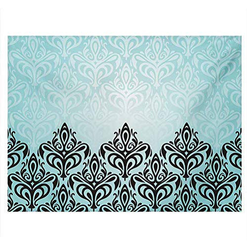 ScottDecor Damask Terrarium Background Modern Damask Motif with Symmetric Lines Artsy Royal Baby Color Bold Floral Pattern 3D Double-Sided Adhesive Wallpaper Blue Black W24 x L12 Inch