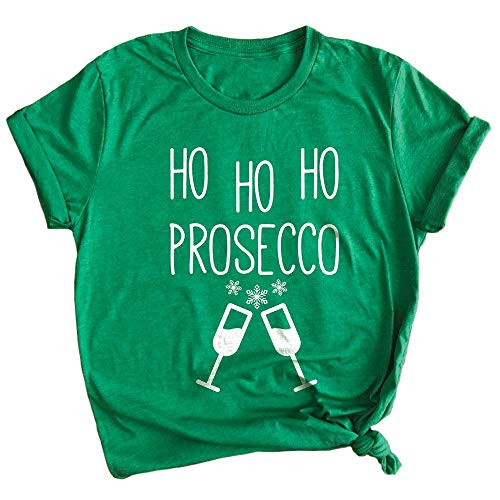 Ho Ho Ho Prosecco Christmas Drinking Graphic Premium Unisex T-Shirt Green