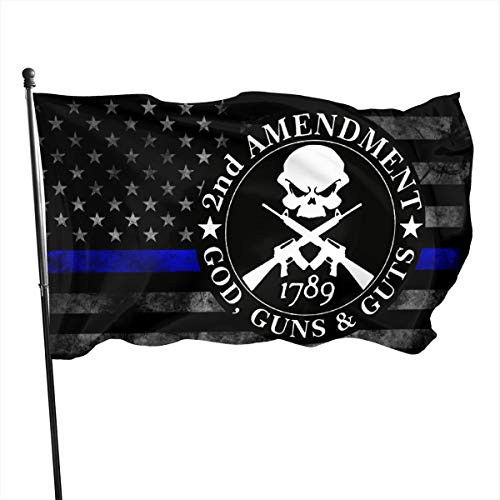 ZHANGPEIENfaqi 2nd Amendment God Guns Guts Skull 1789 Thin Blue Line Flag Flag 3 X 5 Ft Outdoor Flags Banner Breeze Flag
