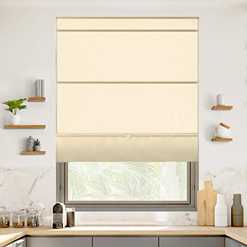 CHICOLOGY Magnetic Roman Shades Fabric Window Treatment Its Perfect for Dining Room/Bedroom/Kitchen/Office and More 23 inch W X 64 inch H Runway Tan -Light Filtering-