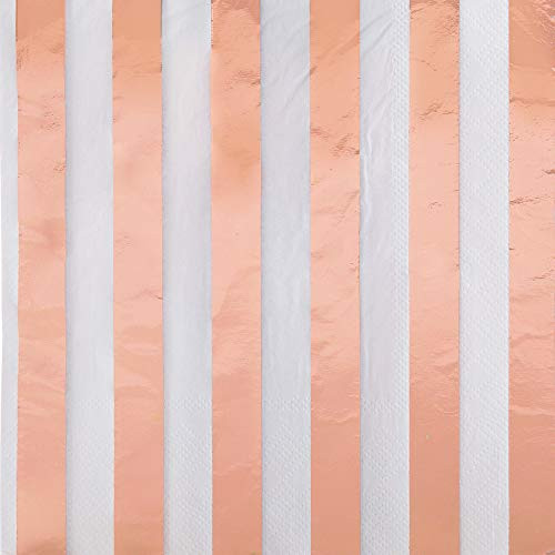 Unique Rose Gold Foil Stripes Luncheon Napkins 6.5", 16 Ct.