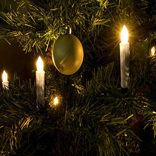 12pcs Christmas LED Flameless Taper Candles Battery Powered Electric Candles Warm White Remote Control Flickering Lights with Clip for Christmas Tree Party Vacation Home Valentine's Day Decorations