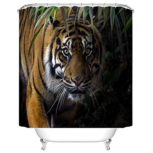 BEEBEE Tiger Shower Curtain for Bathroom Shower Curtain Set with Hooks Bathroom Accessories Mildew Resistant Waterproof Polyester Fabric 72 x 72 inches BEEBEE Tiger Shower Curtain for Bathroom Shower Curtain Set with Hooks Bathroom Accessories Mildew Resistant Waterproof Polyester Fabric 72 x 72 inches