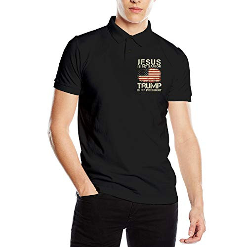 Jesus is My Savior Trump is My President Trump Mens Polo Shirts for Men Tshirts Short Sleeve Clothes Black