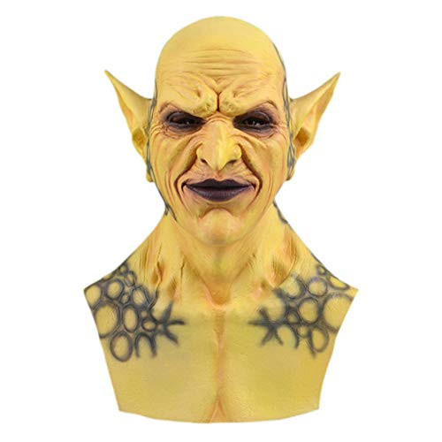 Scary Demon Clown Mask Latex Halloween Cosplay Costume Mask Cosplay Props for Halloween Party -Yellow-