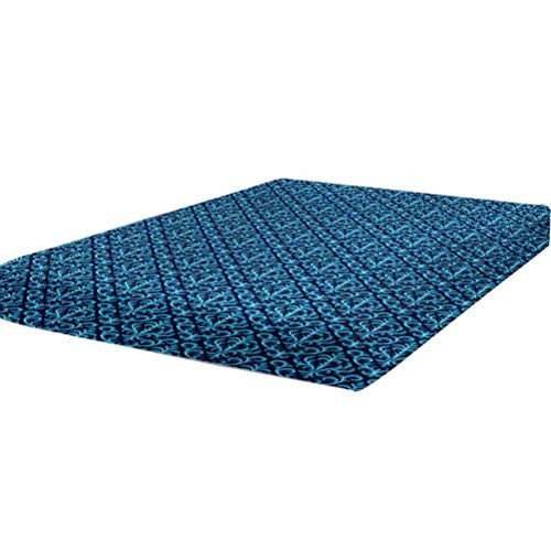 LCGGDB Damask Fitted Sheet Twin SizeFloral Ornament Various Geometrical Shapes Curved Lines Vibrant Color Palette Stain Resistant Deep Pocket Bed SheetIndigo Sky Blue