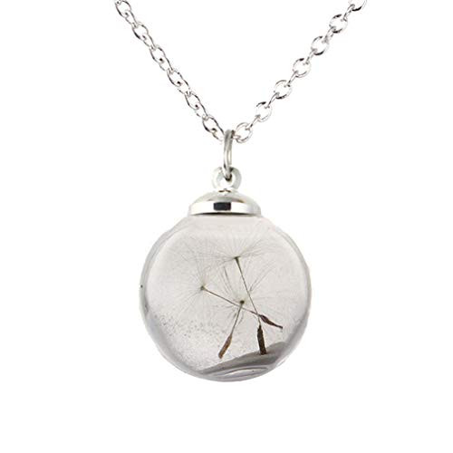 Timetries Luminous Dandelion Seed Necklace Floating Wish Charms Pendant Necklace Glass Ball Pendant Gift