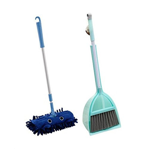 Xifando Mini Housekeeping Cleaning Tools for Children,3pcs Include Mop,Broom,Dustpan (Blue MopPlusFrash Blue Broom and Dustpan)