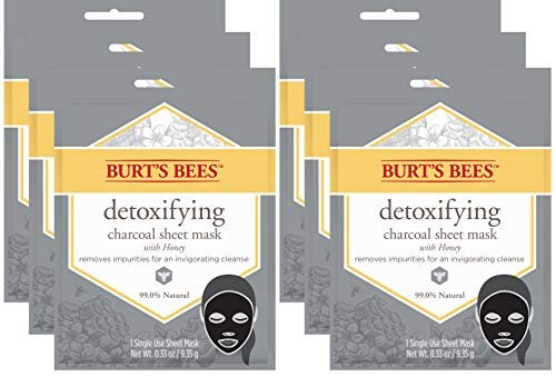 Burt's Bees Charcoal Facial Sheet Mask, Detoxifying Charcoal, 6 Count