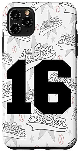iPhone 11 Pro Max Baseball Case Number 16 Sixteen Gift Case
