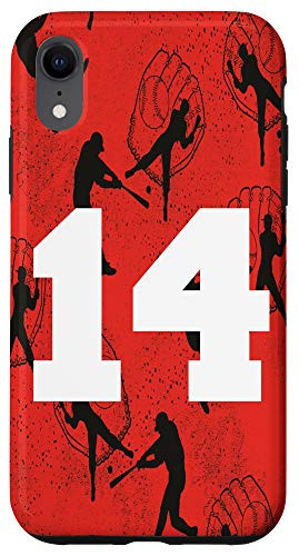 iPhone XR Baseball Case White Number 14 Fourteen Case