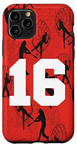 iPhone 11 Pro Baseball Case White Number 16 Sixteen Case