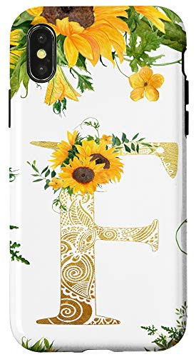 iPhone X/XS Sunflower Letter F Monogrammed Initial White Case