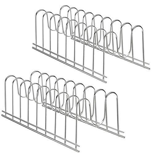 SANNO Lid Holder Organizer, Diversified Euro Kitchen Lid Organizer for Plates, Cutting Boards Bakeware, Cooling Racks, Pots  and  Pans, Serving Trays,stainless steel pack of 2