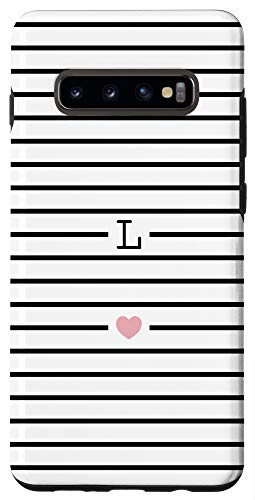 Galaxy S10Plus Letter L Monogram L Initial Black and White Stripes Striped Case