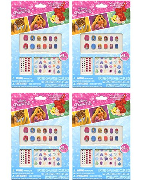 Disney Princess 65 pcs Decorative Nail Art Nail Stickers and Gems x 4 packs Disney Princess 65 pcs Decorative Nail Art Nail Stickers and Gems x 4 packs