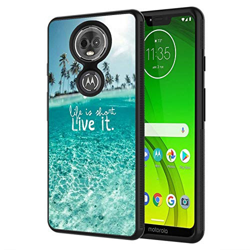 Moto G7 Power Case, Moto G7 Supra Case,Ocean Sea Life is Short Live it Design Shockproof Slim Anti-Scratch TPU Rubber Protective Case Cover for Motorola Moto G7 Power 2019
