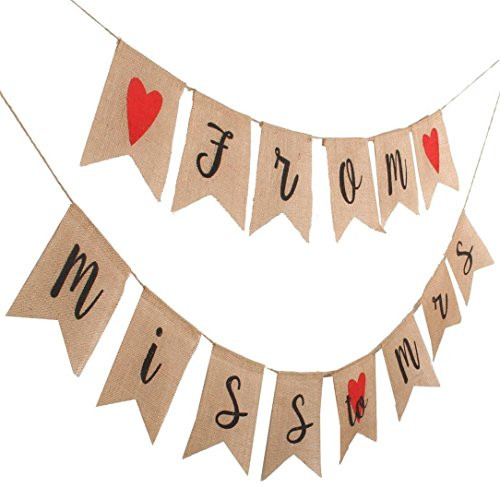 Burlap Miss to Mrs Bachelorette Party Banner for Bridal Shower Wedding Engagement Party Decorations SG010 Burlap Miss to Mrs Bachelorette Party Banner for Bridal Shower Wedding Engagement Party Decorations SG010