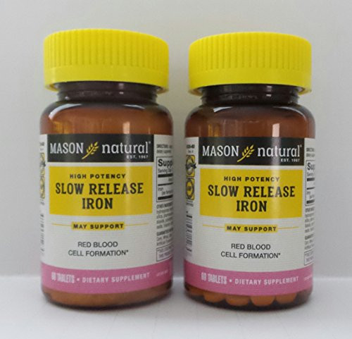 Mason Vitamins Slow Release Iron Compare to The Active Ingredients In Slow Fe, 60 Tablets (Pack of 2)