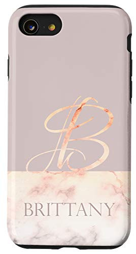 iPhone SE (2020) / 7 / 8 Brittany Name Beautiful Elegant Pastel Lilac Pink Monogram Case