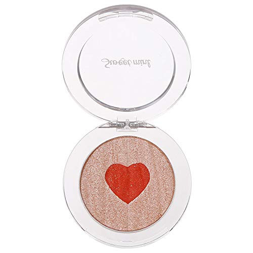 2 Colors Heart Shape Glow Glitter Shimmer Pearl Pressed Pigmented Highlighter Blusher Powder Long Lasting Highlighter Powder (02 )