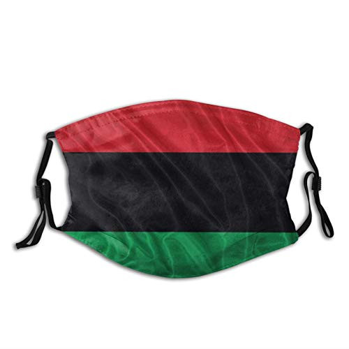Pan-African Flag Adult Teen Face Mask with Adjustable Ear Loops, Reusable Washable Breathable Face Cover Cloth Bandanas Dust for Outdoor Sports Black