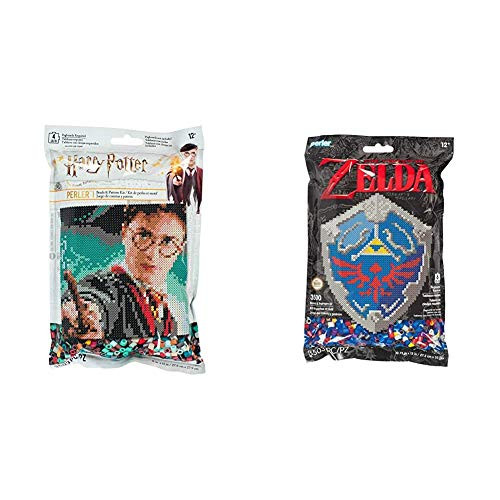 Perler 80-11138 Harry Potter Pattern and Fuse Bead Kit, x 11'', 3503pc, Multicolor  and  80-11125 Nintendo's The Legend of Zelda Hylian Shield Pattern and Fuse Bead Kit, 10.75'' x 13'', 3503pc