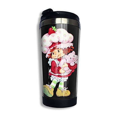 Strawberry Shortcake  and  Custard Coffee Travel Mug Cup Portable Stainless Steel Vacuum Insulated Tumbler 13.5 Oz