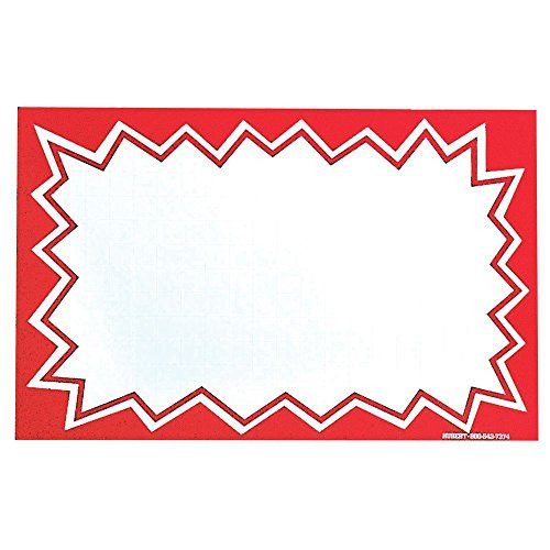 HUBERT Sign Card White with Red Starburst Border - 5 1/2"L x 3 1/2"H