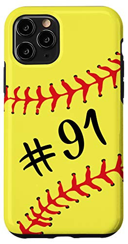 iPhone 11 Pro Softball Player 91 Jersey No  91 Uniform Number Ball Gift Case
