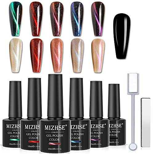 MIZHSE Aurora Cat Eye Gel Polish Set- Magnetic Gel Nail Polish Kit Galaxy Gel Soak Off UV/LED with Magnet Stick Gel Nail Polish 10ml 6pcs MIZHSE Aurora Cat Eye Gel Polish Set- Magnetic Gel Nail Polish Kit Galaxy Gel Soak Off UV/LED with Magnet Stick Gel Nail Polish 10ml 6pcs