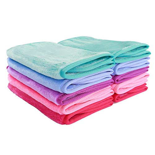 Nugilla Makeup Remover Cloth 10 Pack - Reusable Microfiber Cleansing Towel?Suitable for All Skin Types,Move Makeup Instantly,Multiple Colors