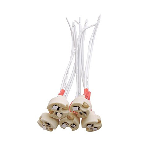 Gxilee 12v MR16 Ceramic Lamp Holder Adaptor with 0.75 Square Millimeter/6 Inch Silicone Wire Connector Socket for Light Bulbs with Bi-pin Base G4, G6.35, GY6.35, GX5.3, GZ4, MR11, MR16 (5-Pack)