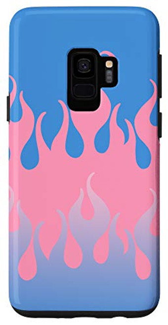 Galaxy S9 Y2K Aesthetic Blue Pastel Pink Flames 90's E-Girl Tribal Case