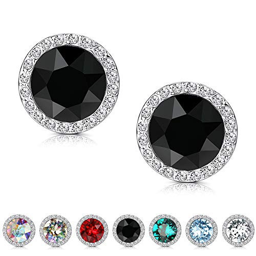 Kesaplan Crystals Stud Earrings for Women, Made of Swarovski Crystals, Round-Cut Halo Swarovski Crystals Earrings Set with Sterling Silver Post, Hypoallergenic Jewelry (Black) Kesaplan Crystals Stud Earrings for Women, Made of Swarovski Crystals, Round-Cut Halo Swarovski Crystals Earrings Set with Sterling Silver Post, Hypoallergenic Jewelry (Black)